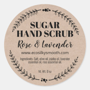 Natural Sugar Hand Scrub Kraft Labels