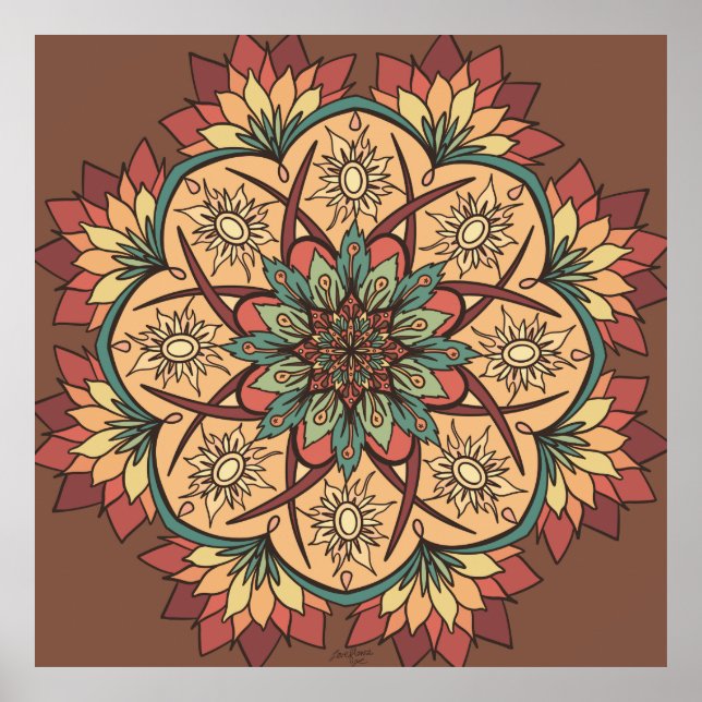 Natural Sun Earth Rhythm Mandala  Poster (Front)