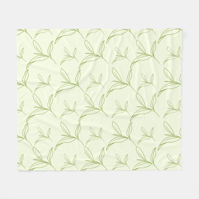 Natural Tea Leaf Mint Green Seamless Pattern Fleece Blanket (Front (Horizontal))