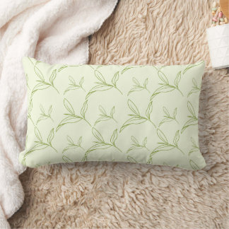Natural Tea Leaf Mint Green Seamless Pattern Lumbar Pillow