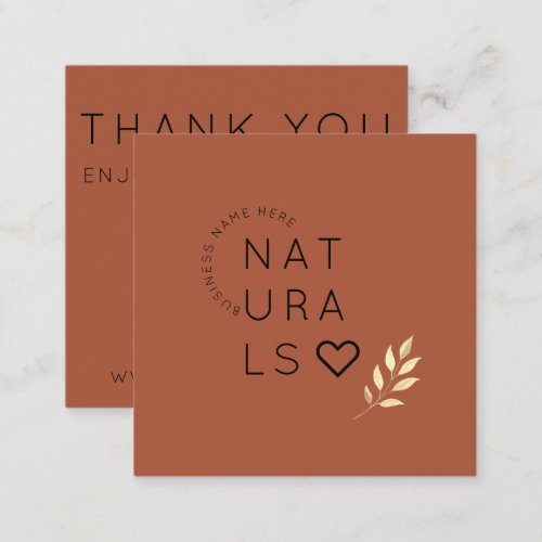 Natural Terracotta Business Name Thank you Square  Square Business Card