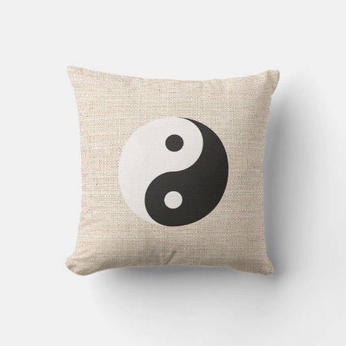 Natural texture Yin Yang Feng Shui Boho Style Throw Pillow