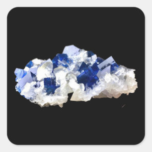 Natural Transparent Deep Blue Florrite Square Sticker