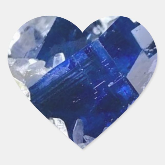 Natural Transparent Deep Blue Fluorite  Heart Sticker (Front)
