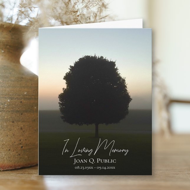 Natural Tree at Sunrise Funeral Memorial Sympathy Thank You Card (Creator Uploaded)