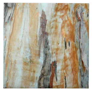 Natural tree bark colorful orange and gray picture ceramic tile