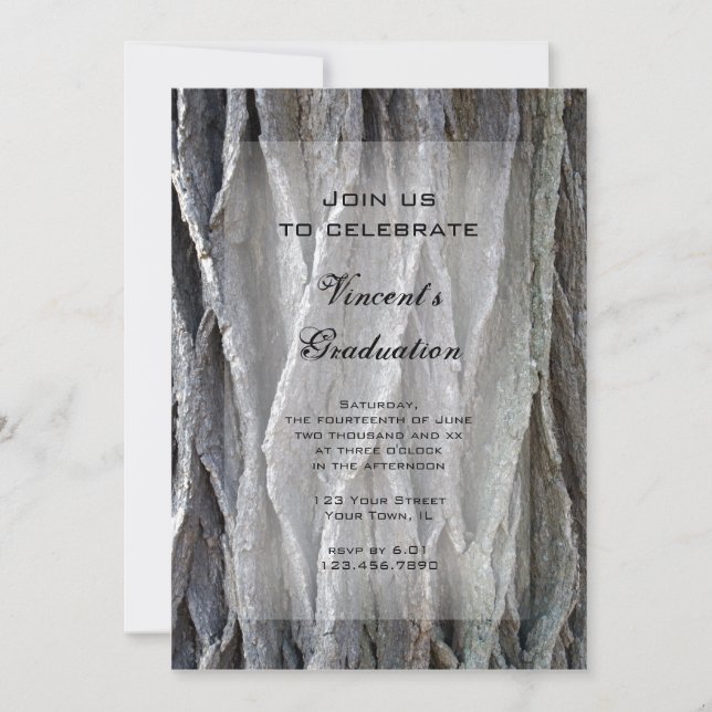 Natural Tree Bark Graduation Party Invitation (Front)