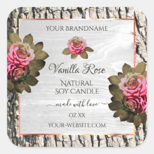 Natural Tree Bark Product Labels White Wood Grain