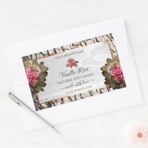 Natural Tree Bark Product Labels White Wood Grain