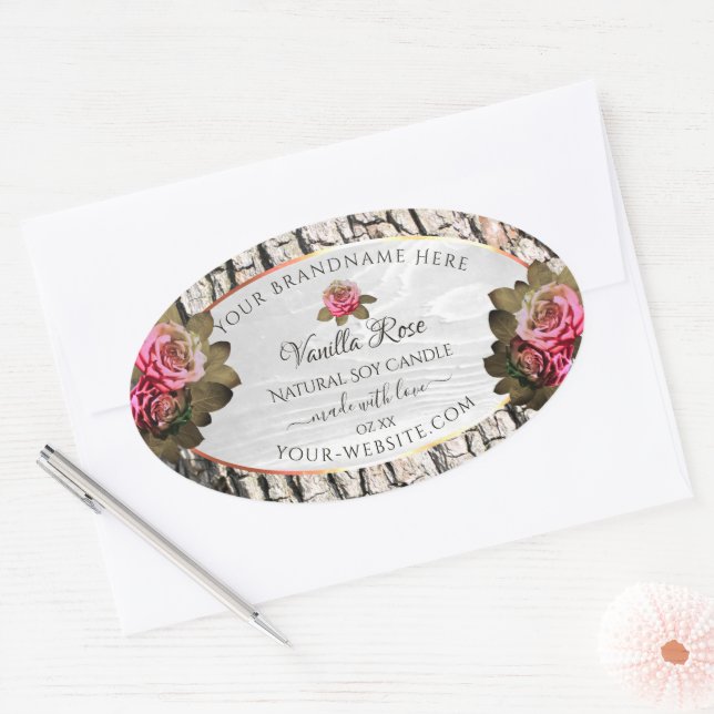 Natural Tree Bark Product Labels White Wood Grain (Envelope)