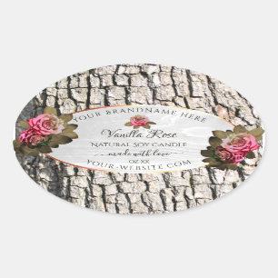 Natural Tree Bark Product Labels White Wood Grain