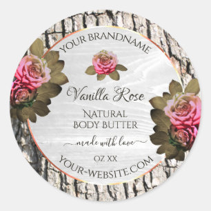 Natural Tree Bark Product Labels White Wood Grain