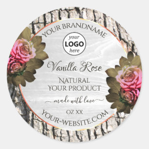 Natural Tree Bark White Wood Product Labels Logo