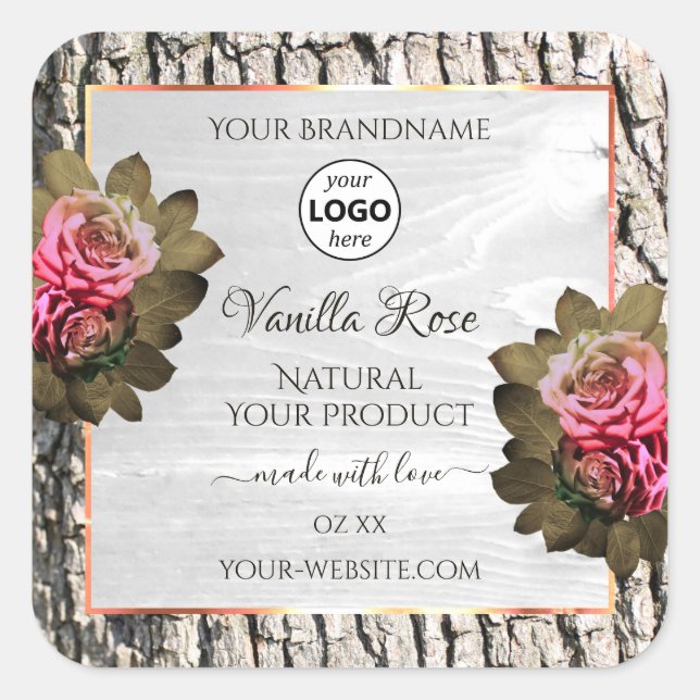 Natural Tree Bark White Wood Product Labels Logo (Front)
