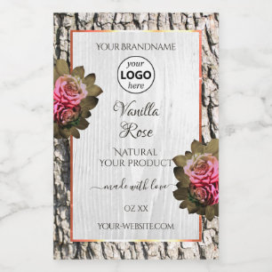 Natural Tree Bark White Wood Product Labels Logo