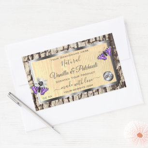 Natural Tree Bark Wood Grain Product Labels Logo