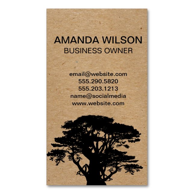 Natural | Tree | Gardening | Landscaping Business Business Card Magnet (Front Vertical)