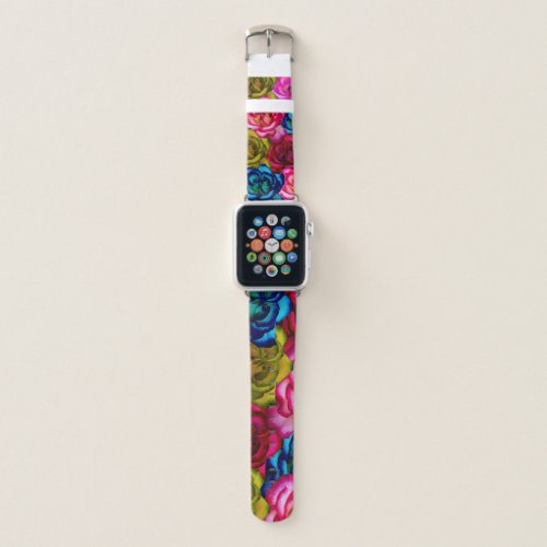 Natural Watercolor Rose Flowers Pattern Apple Watch Band