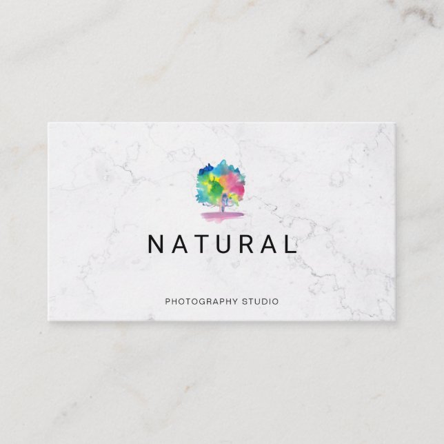 Natural | Watercolor Tree Business Card (Front)