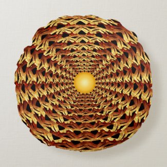 Natural Weave Geometric Pattern Round Pillow