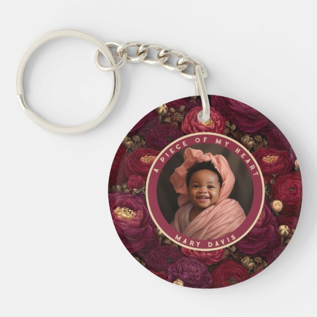 Natural wedding memory Ranunculus Keychain (Front)