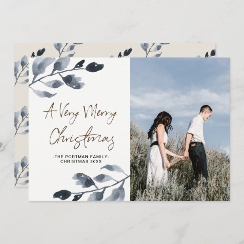 Natural Whimsy Botanical Christmas Photo Holiday Card