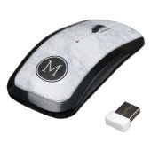 Natural White & Gray Marble Stone Texture Wireless Mouse (Angled)