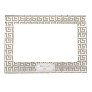 Natural White Greek Key Pattern Monogram Magnetic Frame