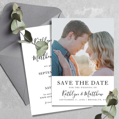 Natural White Modern Typography Photo Wedding Save The Date