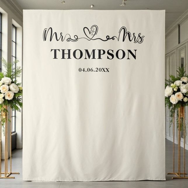 Natural White | Mr and Mrs Elegant Simple Backdrop (Creator Uploaded)