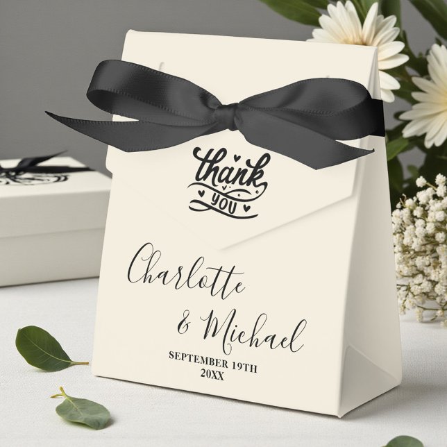 Natural White Script Minimalist Wedding Favor Boxes (Creator Uploaded)