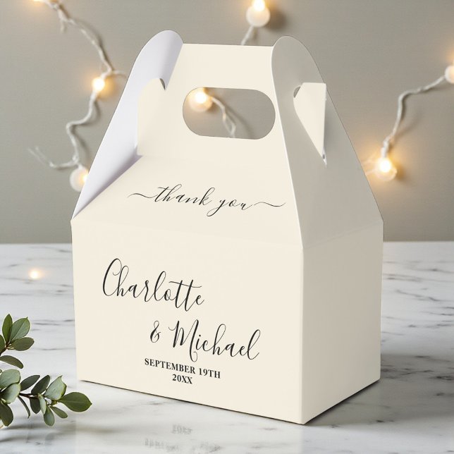Natural White Script Minimalist Wedding Thank You Favor Boxes (Creator Uploaded)