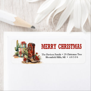 Natural wild west adventure with red boots label