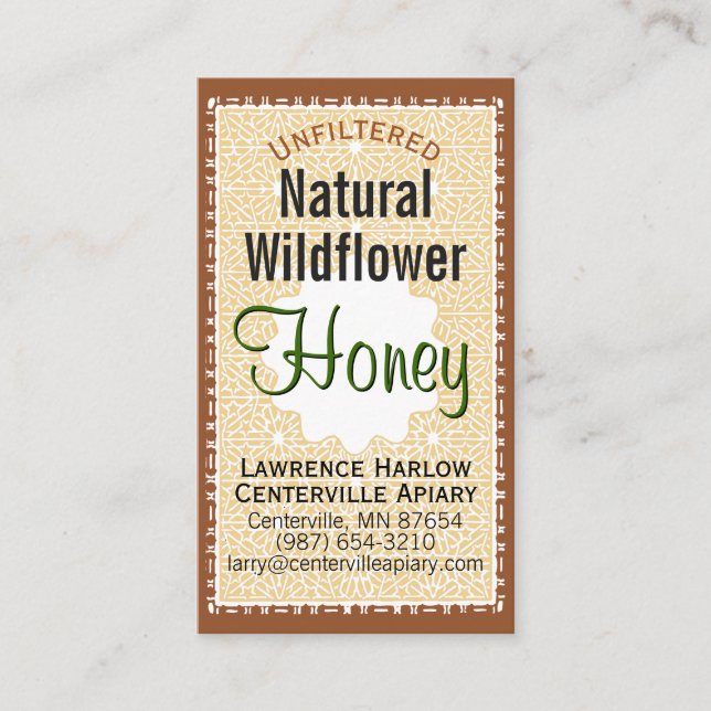 Natural Wildflower Honey Business Card (Front)