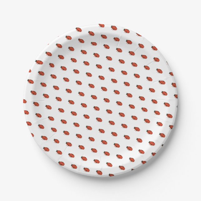 Natural Wonders Illustrated Ladybug Pattern Paper Plates (Front)