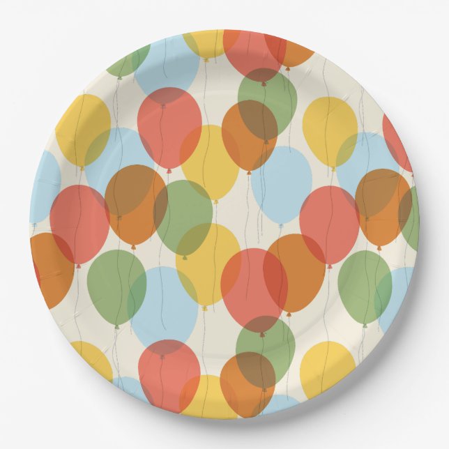 Natural Wonders Party Balloons Pattern Paper Plates (Front)