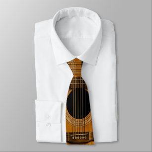 Natural Wood Acoustic Guitar Music Tie