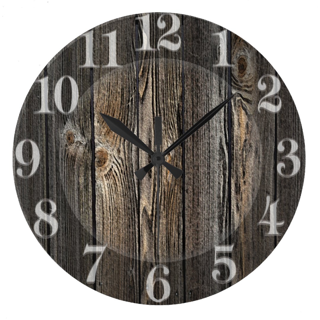 Natural wood background texture. large clock | Zazzle