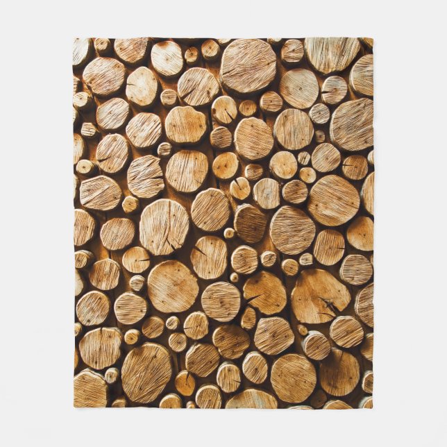 Natural Wood: Close-up Log Texture Fleece Blanket (Front)