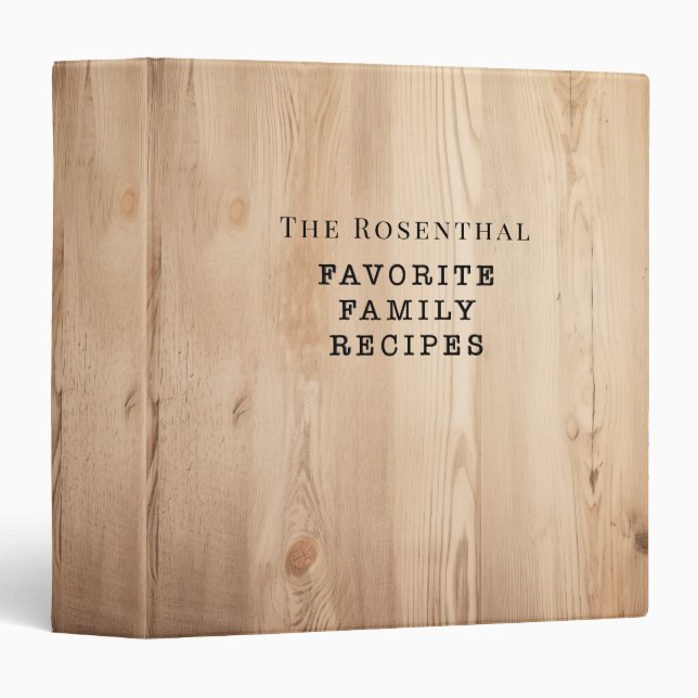 Natural Wood Family Favorite Recipes 3 Ring Binder (Front/Spine)