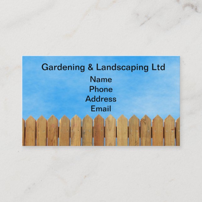 Natural Wood Garden Fence Business Card (Front)
