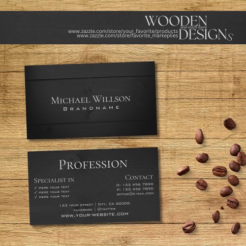 Natural Wood Grain Black Wooden Boards Modern Business Card