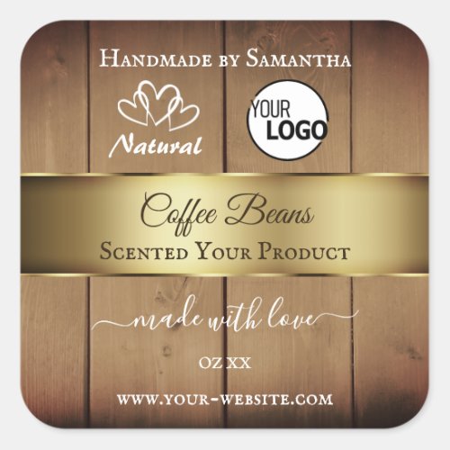 Natural Wood Grain Product Labels Gold Decor Logo