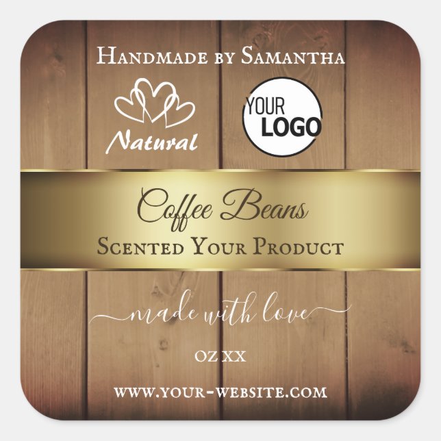 Natural Wood Grain Product Labels Gold Decor Logo (Front)