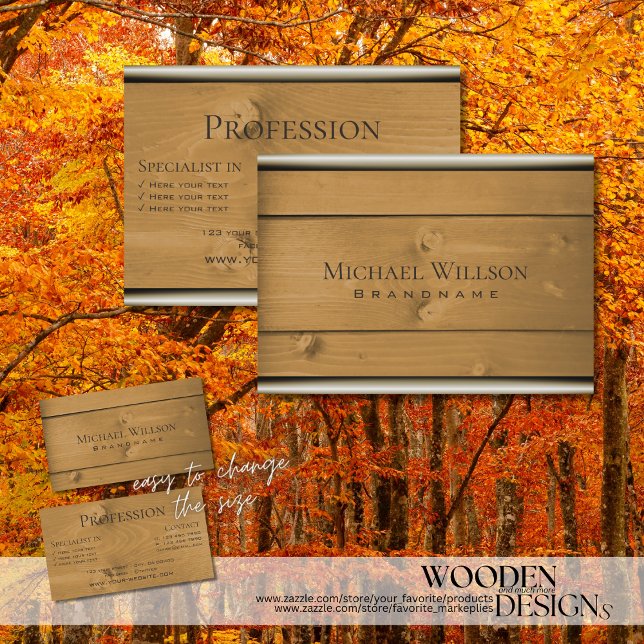 Natural Wood Grain Rustic Wooden Boards Striking Business Card (Creator Uploaded)