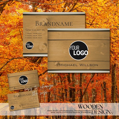 Natural Wood Grain Rustic Wooden Boards with Logo Business Card