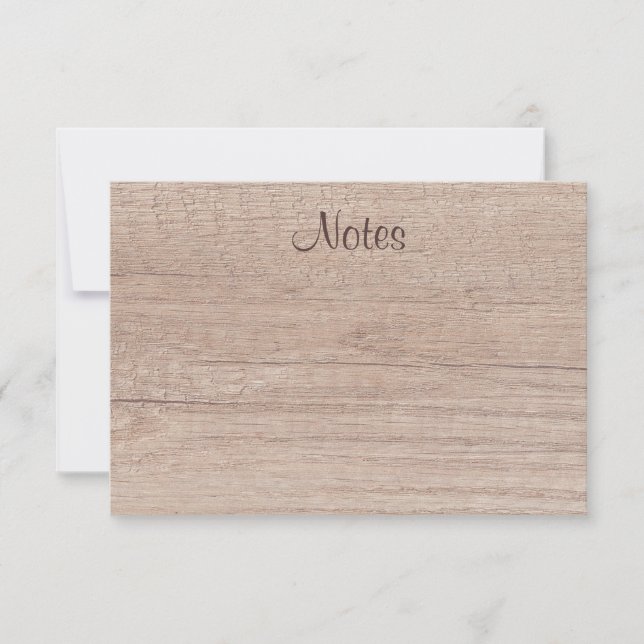 Natural Wood Look Calligraphed Script Elegant Note Card (Front)