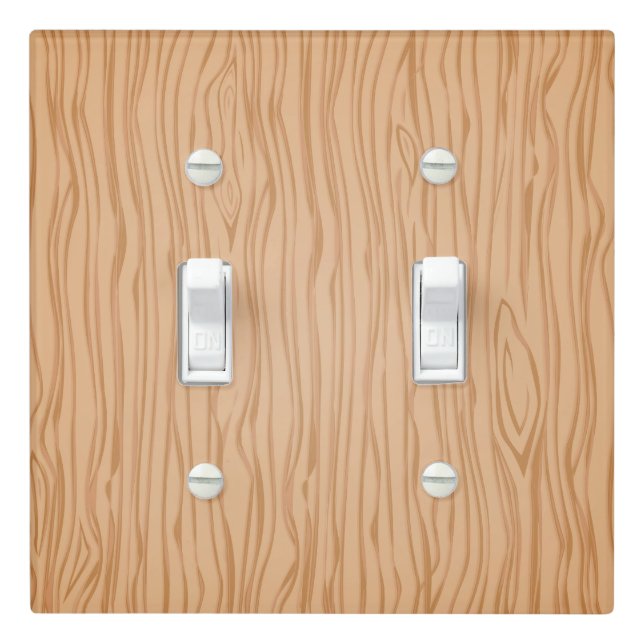 Natural Wood Look Double Toggle Wall Switch Cover (In Situ)