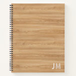 Natural Wood Monogram Notebook at Zazzle