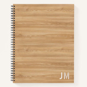 Natural Wood Monogram Notebook